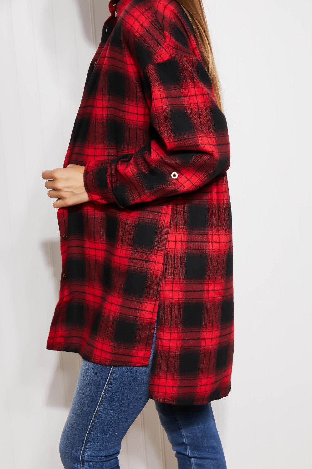 GeeGee Happy Harvest Plaid Button Up Tunic