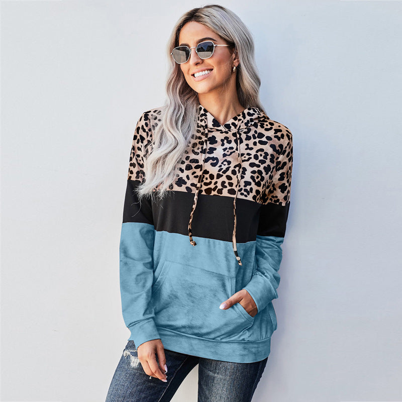 Chasing You Leopard Round Neck Hoodie