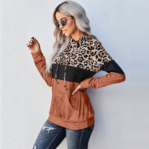 Chasing You Leopard Round Neck Hoodie