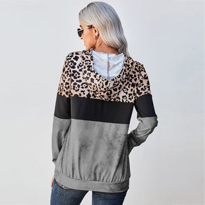 Chasing You Leopard Round Neck Hoodie