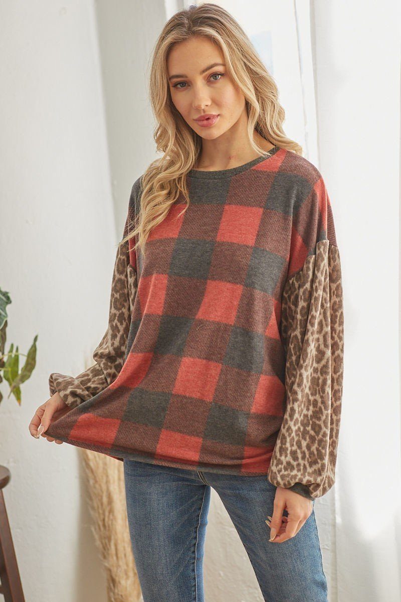 Baby Blanket Soft! Plaid Patterned Long Sleeve Top
