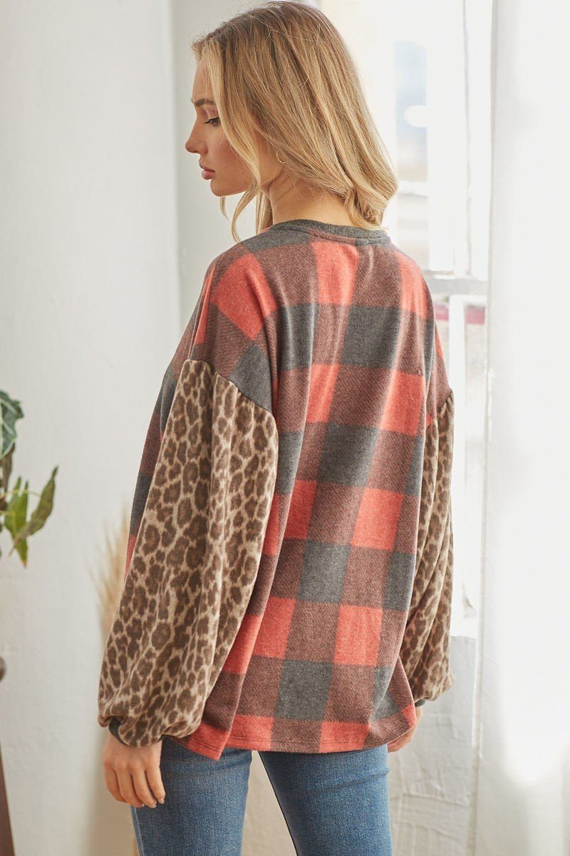 Baby Blanket Soft! Plaid Patterned Long Sleeve Top
