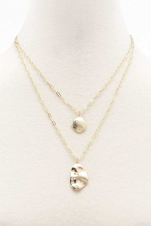 2 Layered Metal Chain Pendant Necklace