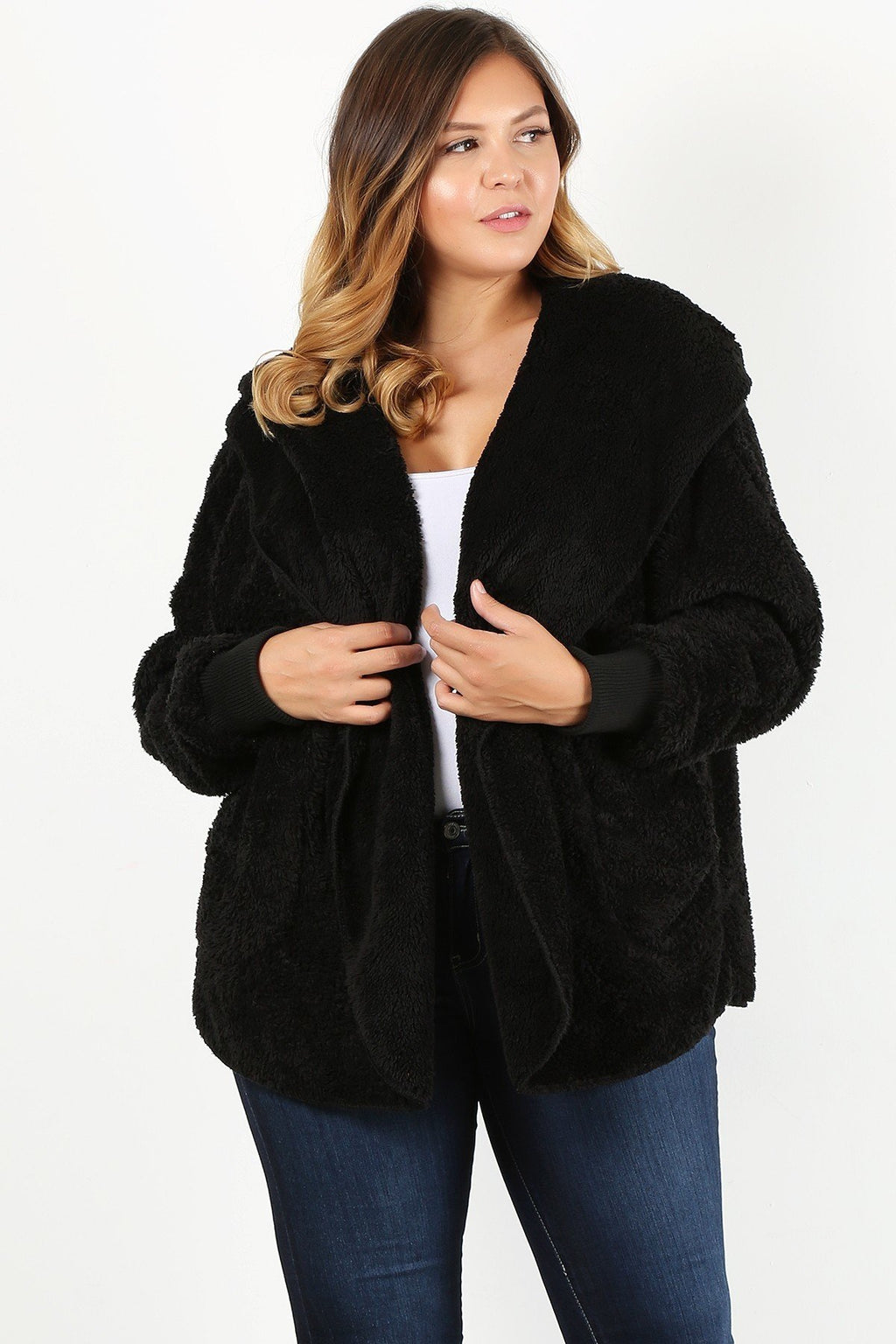 Plus Size Faux Fur Teddy Jacket