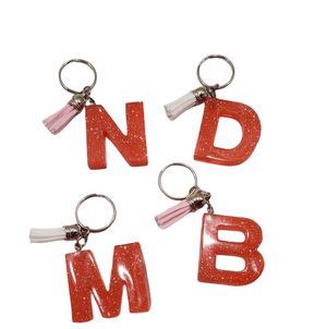 Glitz and Glam Personalized Initial Keychain Pink