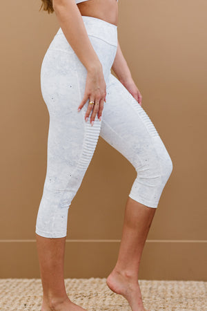 White Birch Full Size Sweat It Out Marble Print Moto Athletic Leggings