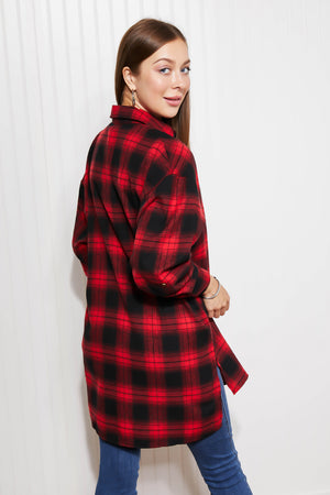 GeeGee Happy Harvest Plaid Button Up Tunic